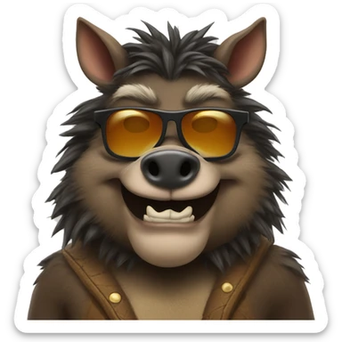 anthropomorphic, Smirking boar with sunglasses sticker