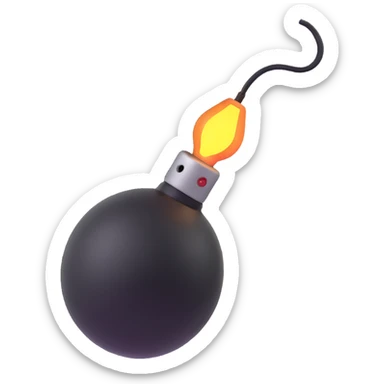 black bomb 3D emoji style with a lit fuse sticker