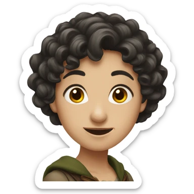 female hobbit dark hair  sticker