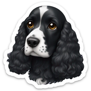 Black cocker spaniel with white powdered nose fur  sticker
