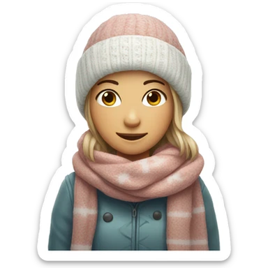 A cute girl wearing a scarf and a snowflake sticker