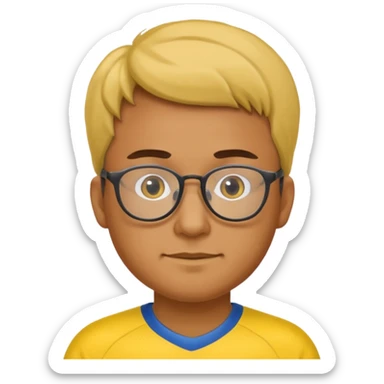 a glasses man with yellow jersey sticker