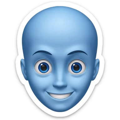 Megamind with a big blue head sticker