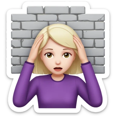 girl banging her head into wall sticker