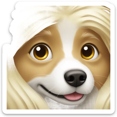 Blonde long hair hirl with heart and white German spitz sticker