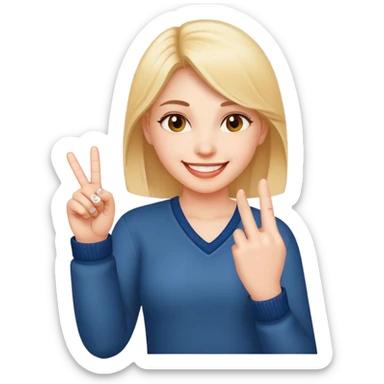 A girl smiling with a middle finger up sticker