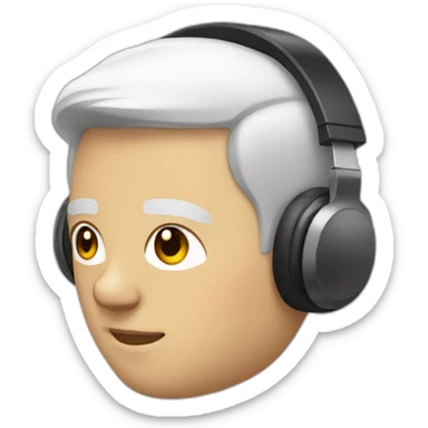 white man with short straight hair and headphones sticker