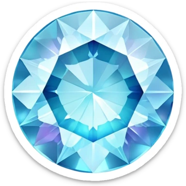round cut gemstone with iridescent shine, soft sky blue color, brilliant facets sticker