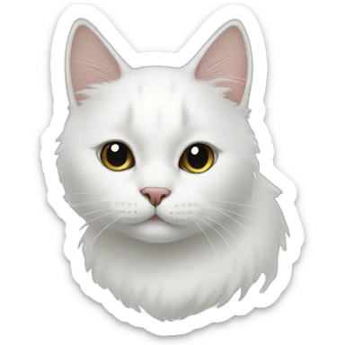 White cat with black splotches sticker