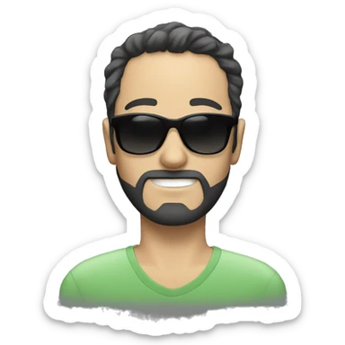 white male with short black beard, scruffy short hair and sunglasses sticker