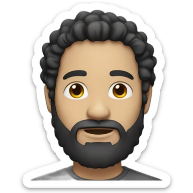 White man with long dark Afro hair and short beard sticker