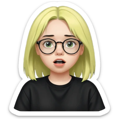 billie eilish with glasses singing  sticker