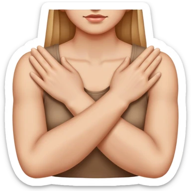 Hands crossed around neck sticker