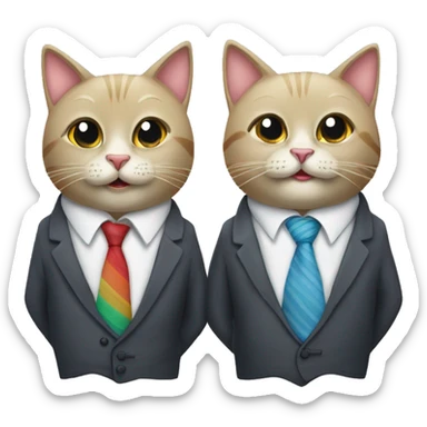 two happy cats wearing neckties sticker