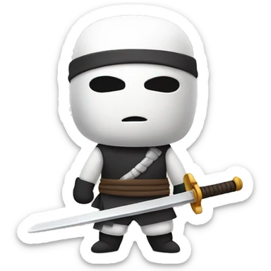 Cool cute marshmellow shaped ninja with sword sticker