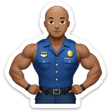 black bald police bodybuilder  sticker
