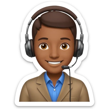 a sales agent with headphones sticker