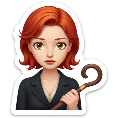 Red hair woman with cane sticker