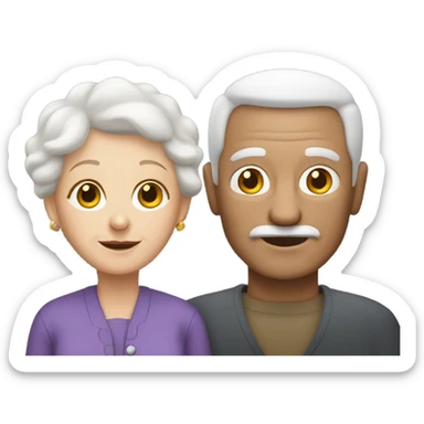 white grandma and white grandpa sticker