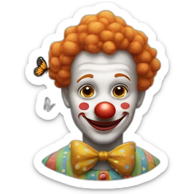 a clown with a butterfly on his nose  sticker