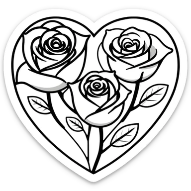 romantic heart-shaped arrangement of roses sticker