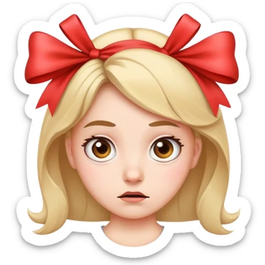 Confused face with a bow sticker