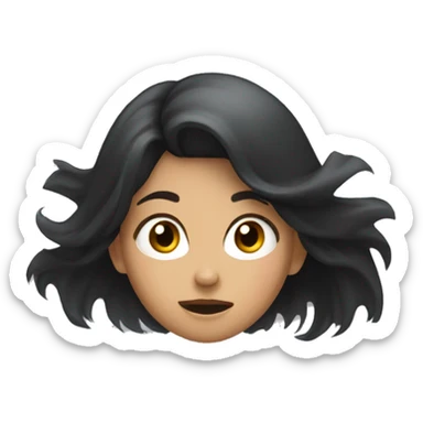 girl with dark hair crashing out sticker