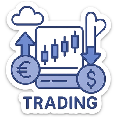 trading, modern flat icon style sticker
