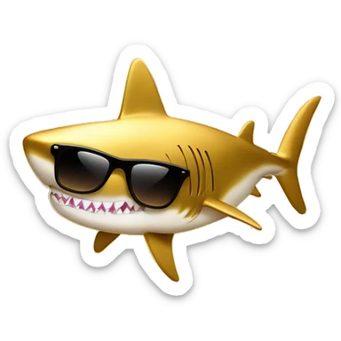 gold shark with cuban link and sunglasses surrounded by music notes sticker