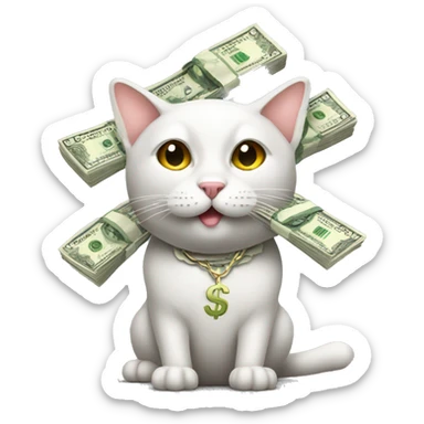 Cat with money sticker