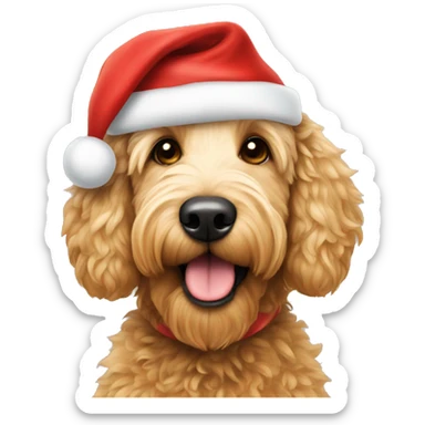 Golden doodle with Santa hat sticker