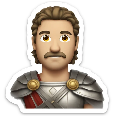 white man with a mustache and mullet hairstyle in an ancient roman warrior outfit sticker