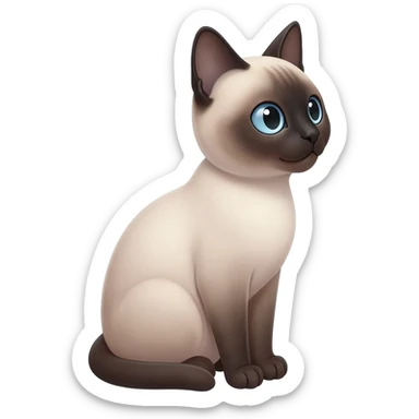 Siamese cat sits and looks to the right sticker