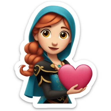 Disney anna holding a love heart sticker
