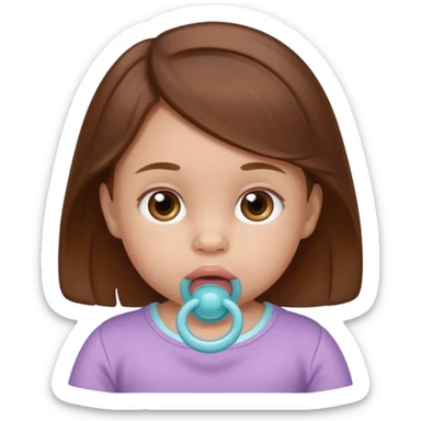 create a baby girl emoji from the 60. with brown hair and with pacifier sticker