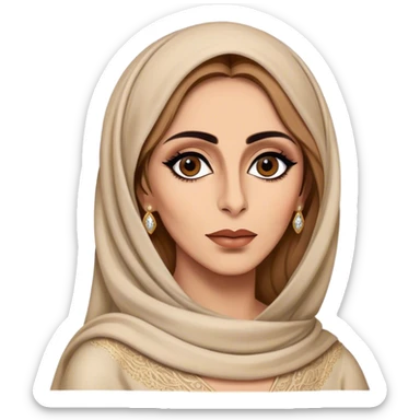Cinematic Realistic Fairuz Portrait Emoji, depicted as an iconic Lebanese singer with graceful soulful expression and elegant attire, rendered with lifelike textures and warm radiant lighting that captures her timeless musical allure. sticker