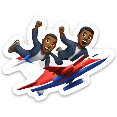 Two men landing on southwest flight in a hurry sticker