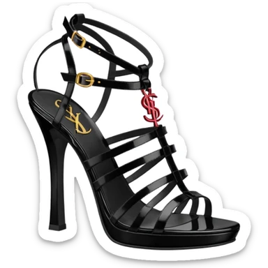 Ysl tribute heels sandal black patent leather  sticker