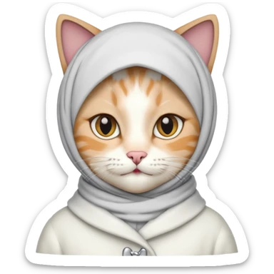 Hijab Cat, white coat. sticker