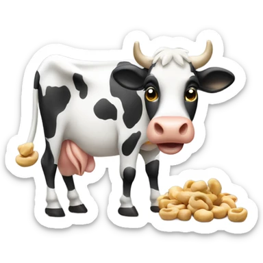 Cow eating cashews  sticker