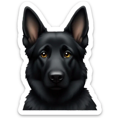 all Black German shepherd sitting forward sticker