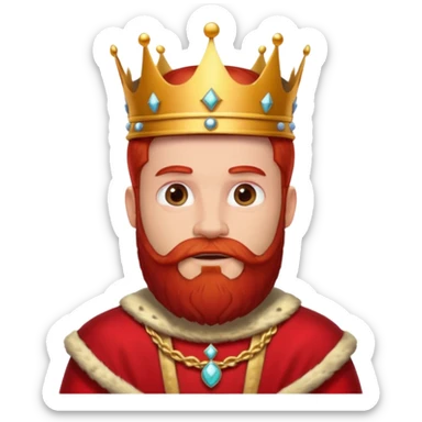 bearded king with crown and red outfit red hair sticker