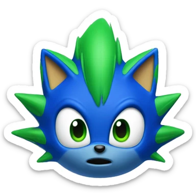 blue sonic the hedeghog with green lines on his spines and green eyes sticker