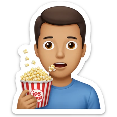 Make a guy eating popcorn in a dramatic conversion sticker
