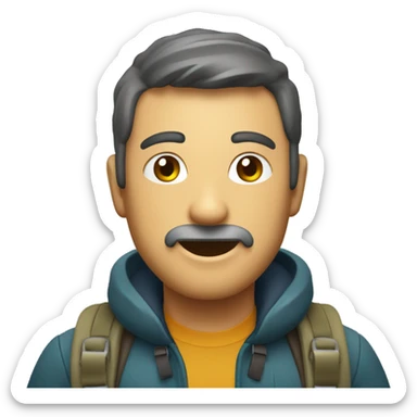 explorador caminando con unos prismaticos sticker