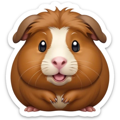 Cinematic Comical Brown Guinea Pig Portrait Emoji, Head tilted dramatically with an exaggeratedly amused expression, featuring a sleek brown coat with a naturally scrunched little face, wide, expressive dark eyes filled with playful disbelief, Simplified yet hilariously expressive features, highly detailed, glowing with a slightly sassy glow, high shine, dramatic yet playful, stylized with an air of cheeky mischief, bright and endearing, soft glowing outline, capturing the essence of a spirited and over-the-top guinea pig, so meme-worthy it feels like it could side-eye its way into internet fame instantly! sticker