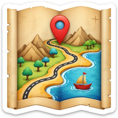 map with a marked route sticker