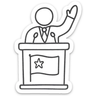 politics icon hand drawn outlined sticker