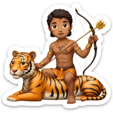 Ayyappa sitting on tiger with bow and arrow sticker