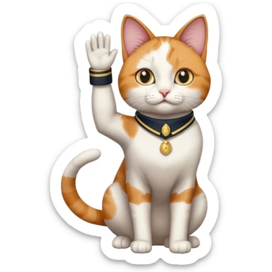 saluting female cat sticker